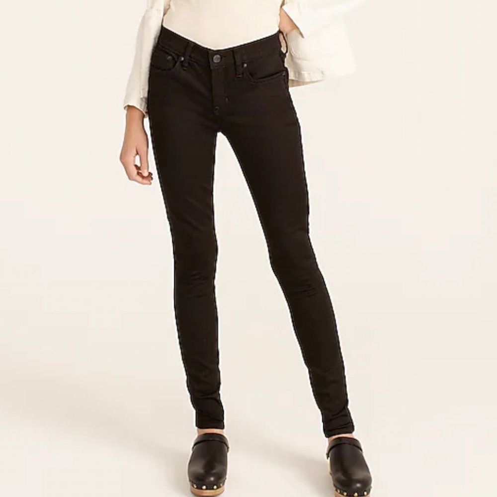 J. Crew 8" toothpick stretch black skinny jeans 27